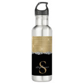Luxury Diamonds Gold Black Monogram Waterfles (Voorkant)