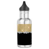 Luxury Diamonds Gold Black Monogram Waterfles (Links)