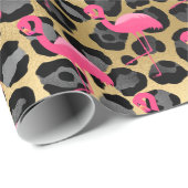 LUXURY DIERAFDRUKLEOPARD FLAMINGO CADEAUPAPIER (Rol Hoek)
