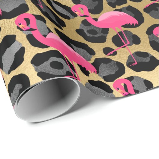 LUXURY DIERAFDRUKLEOPARD FLAMINGO CADEAUPAPIER (Rol Hoek)