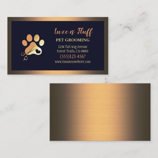 Luxury Dog Pet Grooming Paw-schaar Visitekaartje (Voorkant / Achterkant)