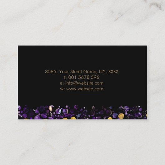 Luxury Dot Art Amethyst en Gold Visitekaartje (Achterkant)
