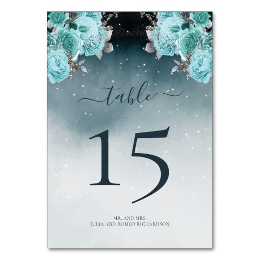 Luxury Dusty Blue Floral Wedding Kaart (Voorkant)