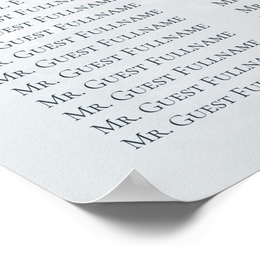 Luxury Dusty Blue Floral Wedding Seating Chart Poster (Hoek)