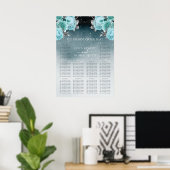 Luxury Dusty Blue Floral Wedding Seating Chart Poster (Thuiskantoor)