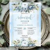 Luxury Dusty Blue Gold Frame Rehearsal Invitation Kaart