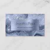 Luxury Dusty Blue Marble Agate Glam Visitekaartje (Voorkant)