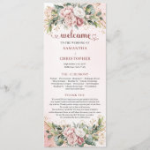 Luxury Dusty Pink Floral Greenery Wedding Program Programmakaart (Voorkant)