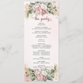 Luxury Dusty Pink Floral Greenery Wedding Program Programmakaart (Achterkant)