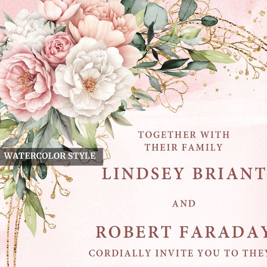 Luxury Dusty Pink Floral Greenery Wedding Program Programmakaart