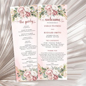 Luxury Dusty Pink Floral Greenery Wedding Program Programmakaart
