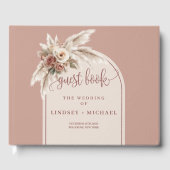 Luxury Dusty Pink Pampas Roses Boho Arch Wedding Gastenboek (Voorkant)