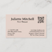Luxury Dusty Rose Marble Custom Business Card Visitekaartje (Achterkant)