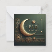 Luxury Eid Mubarak Greeting in Green Notitiekaartje (Voorkant)