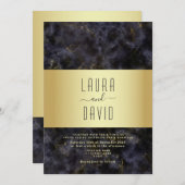 Luxury Elegant Black and Gold Wedding Kaart (Voorkant / Achterkant)