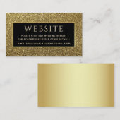 Luxury Elegant Black Glitter Gold Wedding Website Informatiekaartje (Voorkant / Achterkant)