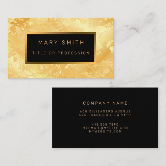 Luxury Elegant Black Gold Visitekaartje (Voorkant / Achterkant)