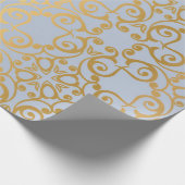 LUXURY ELEGANT BLUE GOLD BIRTHDAG WEDDING WRAP CADEAUPAPIER (Hoek)