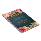 Luxury elegant blush navy gold floral recipe book notitieboek (Rechterzijde)