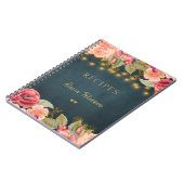 Luxury elegant blush navy gold floral recipe book notitieboek (Linkerzijde)