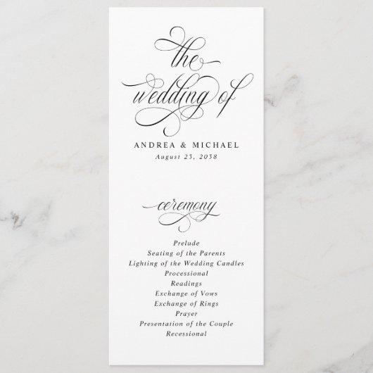 Luxury Elegant Calligraphy Wedding Programme Programmakaart (Voorkant)