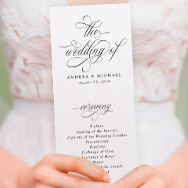 Luxury Elegant Calligraphy Wedding Programme Programmakaart