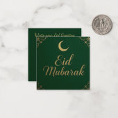 Luxury Elegant Eid Mubarak Greeting in Green Notitiekaartje (Voorkant / Achterkant in situ)