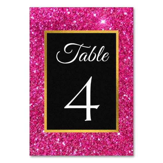 Luxury Elegant Glitter Pink and Black Wedding Kaart (Achterkant)