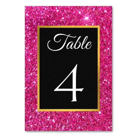 Luxury Elegant Glitter Pink and Black Wedding Kaart (Voorkant)