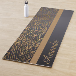 Luxury Elegant Gold Black Mandala Ontwerpnaam Yogamat