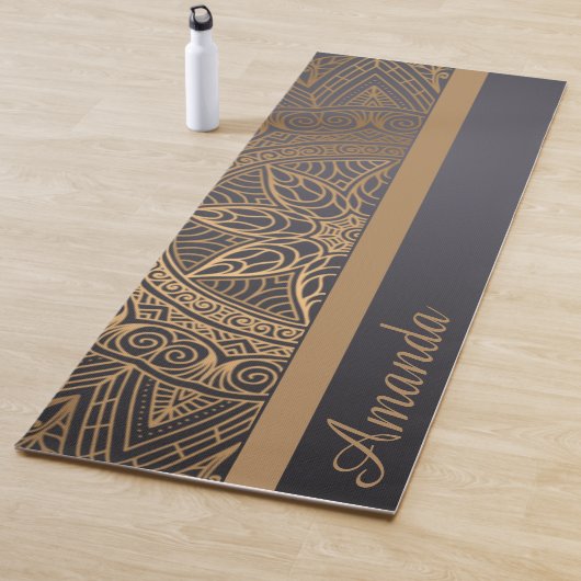 Luxury Elegant Gold Black Mandala Ontwerpnaam Yogamat (In situ)