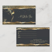 Luxury Elegant Gold Confetti Hair salon Black Kortingskaartje (Voorkant / Achterkant)