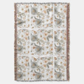 Luxury, Elegant, Gold Grey Flowers Pattern  Deken (Voorkant Verticaal)