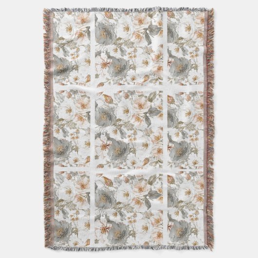 Luxury, Elegant, Gold Grey Flowers Pattern Deken (Voorkant Verticaal)