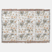 Luxury, Elegant, Gold Grey Flowers Pattern Deken (Voorkant)
