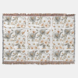 Luxury, Elegant, Gold Grey Flowers Pattern  Deken