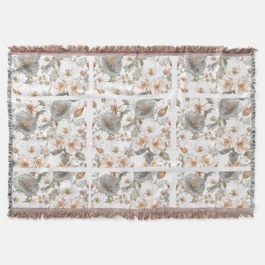 Luxury, Elegant, Gold Grey Flowers Pattern  Deken (Voorkant)