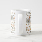 Luxury, Elegant, Gold Grey Flowers Pattern  Grote Koffiekop (Achterkant)