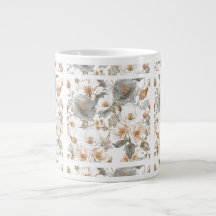 Luxury, Elegant, Gold Grey Flowers Pattern 