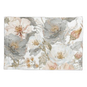 Luxury, Elegant, Gold Grey Flowers Pattern Kussensloop (Achterkant)