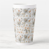 Luxury, Elegant, Gold Grey Flowers Pattern Latte Mok (Voorkant)