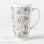 Luxury, Elegant, Gold Grey Flowers Pattern  Latte Mok (Rechts)