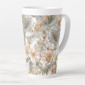 Luxury, Elegant, Gold Grey Flowers Pattern  Latte Mok (Rechterhoek)