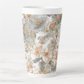 Luxury, Elegant, Gold Grey Flowers Pattern  Latte Mok (Voorkant)