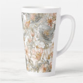 Luxury, Elegant, Gold Grey Flowers Pattern  Latte Mok (Rechts)