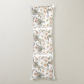 Luxury, Elegant, Gold Grey Flowers Pattern  Lichaamskussen (Achterkant (Verticaal))