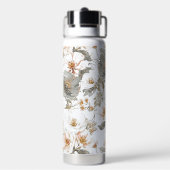 Luxury, Elegant, Gold Grey Flowers Pattern Waterfles (Achterkant)