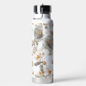 Luxury, Elegant, Gold Grey Flowers Pattern Waterfles (Rechts)