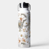 Luxury, Elegant, Gold Grey Flowers Pattern Waterfles (Voorkant)