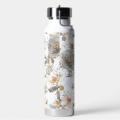 Luxury, Elegant, Gold Grey Flowers Pattern Waterfles (Links)